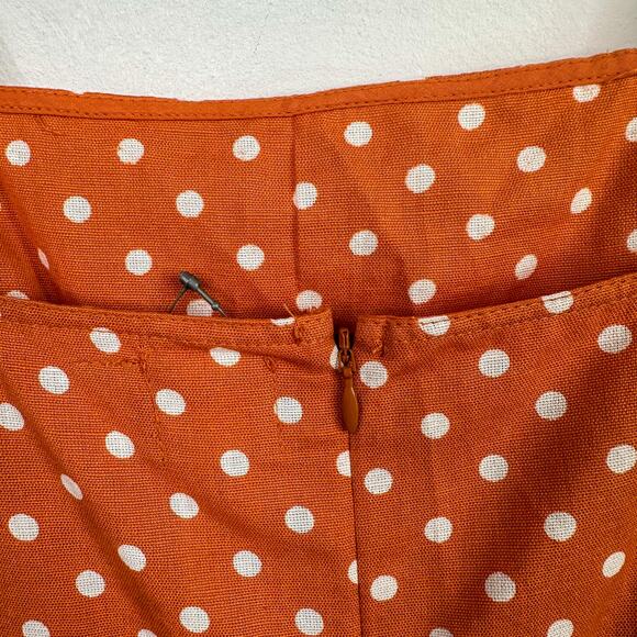 ASOS Orange & White Polka Dot Belted Midi Cotton Sheath Dress - Picture 6 of 10